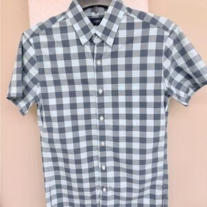 J. Crew Factory Men’s Light Blue, Medium Blue and Gray Medium Blue Plaid Shirt